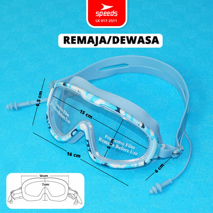 SPEEDS Kacamata Renang Dewasa Swim Goggles Anti Fog Ear Plugs 017-2511