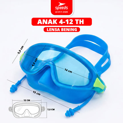 SPEEDS Kacamata Renang Anak + Earplug Swim Goggles Perlengkapan Berenang 017-2509