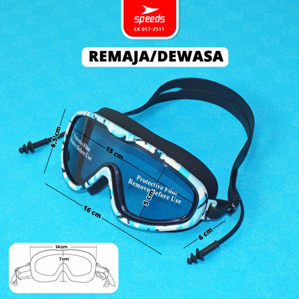 SPEEDS Kacamata Renang Dewasa Swim Goggles Anti Fog Ear Plugs 017-2511