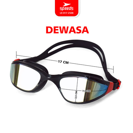 SPEEDS Kacamata Renang Swimming Goggles Silicon Strap Anti FOG & UV Lensa Berwarna 017-2506