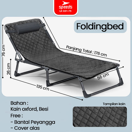 SPEEDS Kursi Lipat Folding Bed Velbed Kursi Malas Tempat Tidur Lipat Kursi Ranjang 031-75