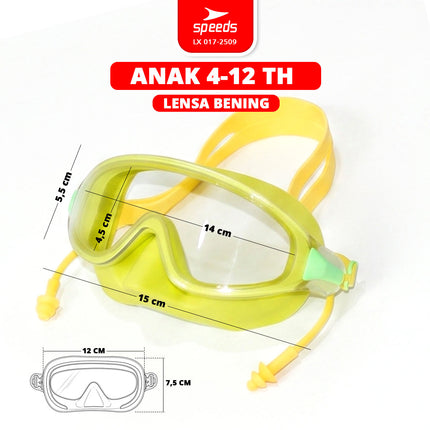 SPEEDS Kacamata Renang Anak + Earplug Swim Goggles Perlengkapan Berenang 017-2509