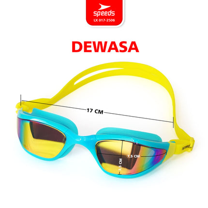 SPEEDS Kacamata Renang Swimming Goggles Silicon Strap Anti FOG & UV Lensa Berwarna 017-2506
