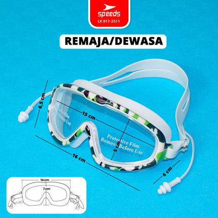 SPEEDS Kacamata Renang Dewasa Swim Goggles Anti Fog Ear Plugs 017-2511