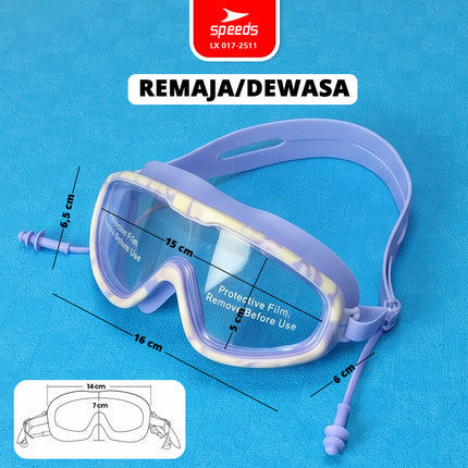 SPEEDS Kacamata Renang Dewasa Swim Goggles Anti Fog Ear Plugs 017-2511