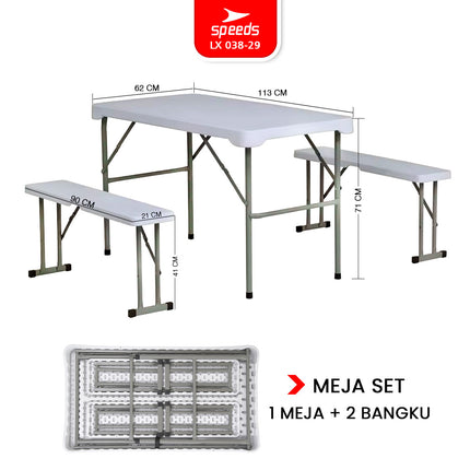 SPEEDS Meja Lipat Plastik SET 113x62x71cm 038-29