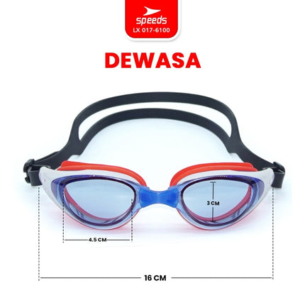 SPEEDS Kacamata Renang Dewasa Anti UV Fog Mirrored LX017-6100