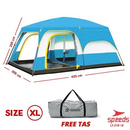 SPEEDS Tenda Camping Muat 6-8 Orang  Dobel Layer Tent Tenda Kemah Camping Kemping Dilengkapi Kanopi 018-18