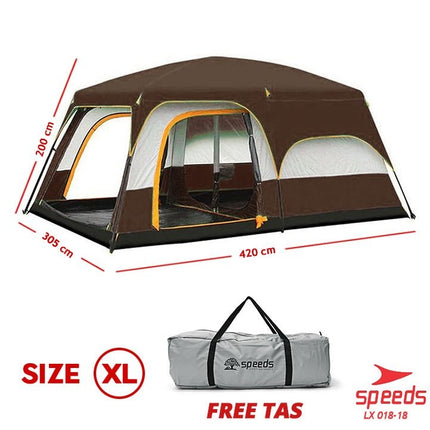 SPEEDS Tenda Camping Muat 6-8 Orang  Dobel Layer Tent Tenda Kemah Camping Kemping Dilengkapi Kanopi 018-18