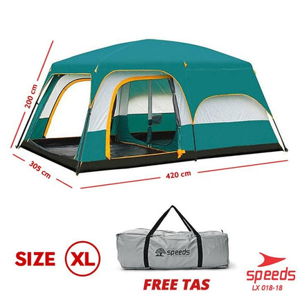 SPEEDS Tenda Camping Muat 6-8 Orang  Dobel Layer Tent Tenda Kemah Camping Kemping Dilengkapi Kanopi 018-18