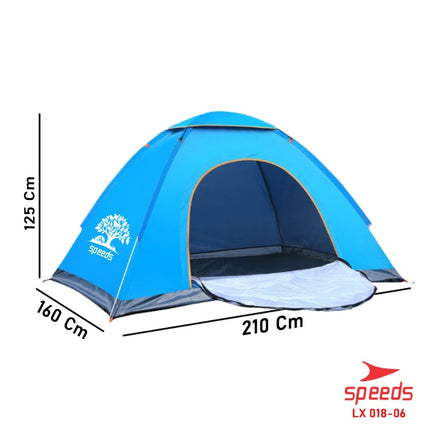 SPEEDS Tenda Camping Biru Kapasitas 2 Orang Tenda Otomatis Outdoor & Indoor Tenda Lipat 018-6