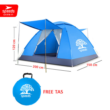 SPEEDS Tenda Camping Family Otomatis Piknik Gunung Mendaki 3-4 Orang Dengan Alas Anti Air 018-11