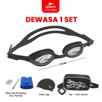 SPEEDS Kacamata Renang Kacamata Renang Dewasa Satu Set Swiming Googles Simple 017-8000