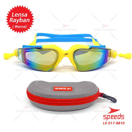 SPEEDS Kacamata Renang Dewasa Anti Fog & UV + Earplug Kacamata Renang Universal LX 017-8810
