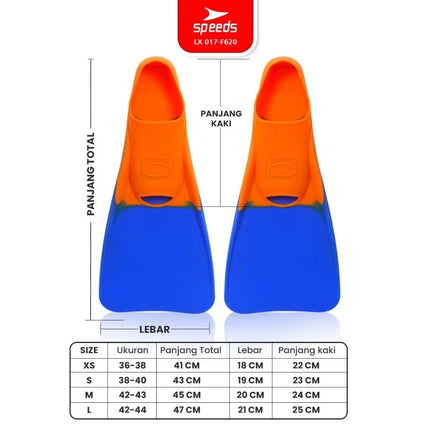 SPEEDS Kaki Katak Kaki Selam Kaki Kodok Diving Fins Fin Alat Snorkeling Perlengkapan Menyelam Original 017-F620