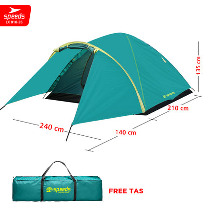 SPEEDS Tenda Camping Lipat Untuk 2-4 Orang Tenda Gunung Dome Manual Portable Anti Air 018-35