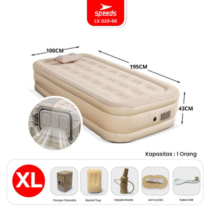 SPEEDS Kasur Angin Tiup 200x154x43cm Multifungsi Matras Kasur Pompa Outdoor Inflatable Bed 020-65