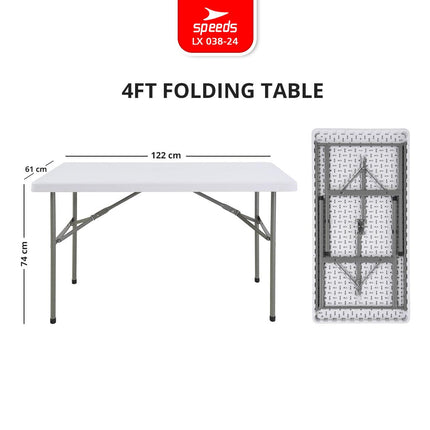 SPEEDS Meja Lipat 122x61x74cm Plastik Folding Table Indoor Outdoor Pameran Serbaguna Besar Meja Makan 038-24